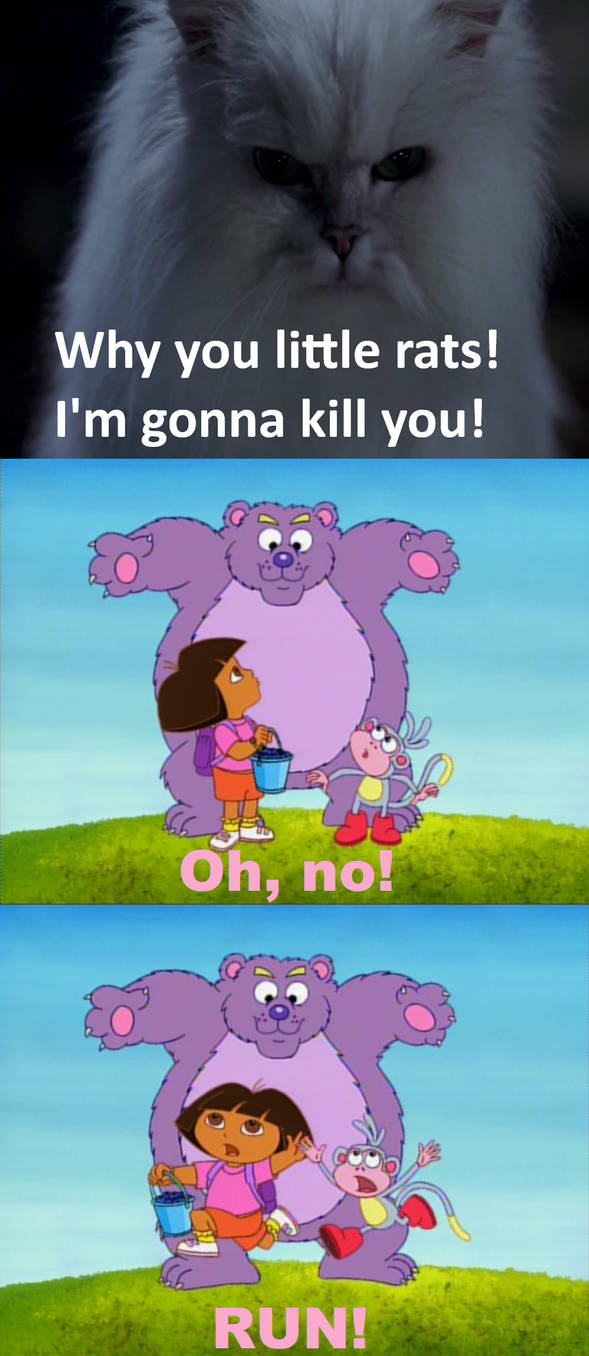 Dora and Boots run away from Snowbell by ehrisbrudt on DeviantArt