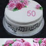 Roses and Music Birthday Cake