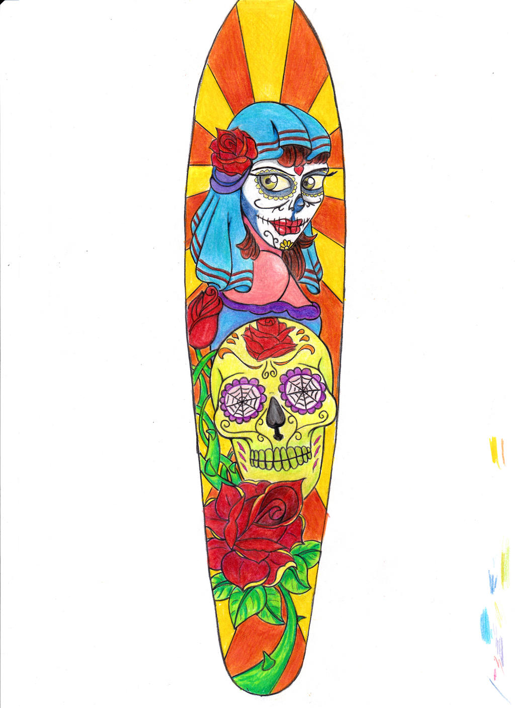 Skateboard Design - Santa Muerte - Pencil