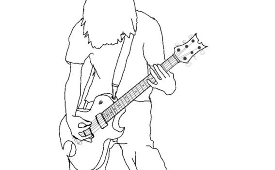 Male guitar Line art