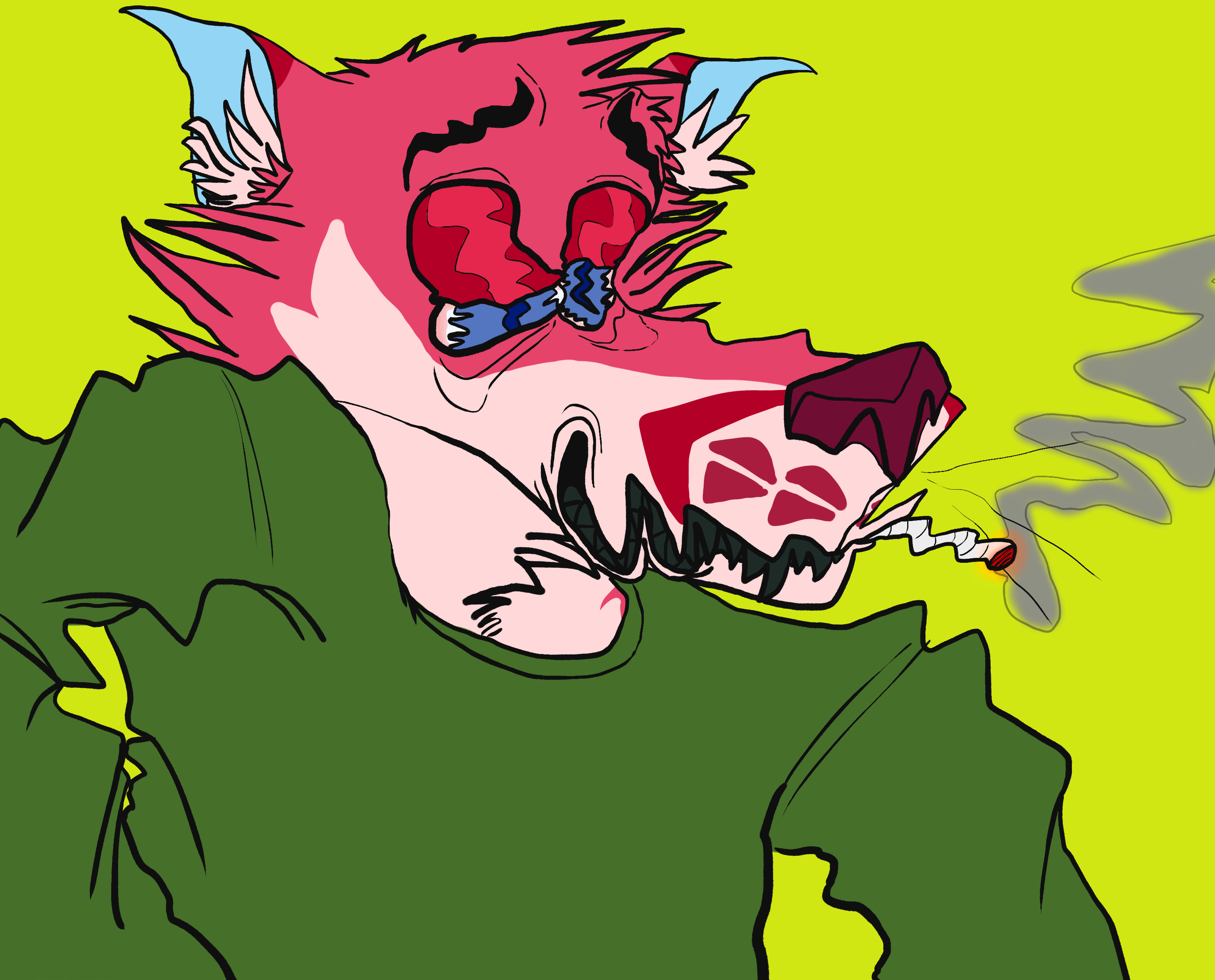 pink fox smoking weed