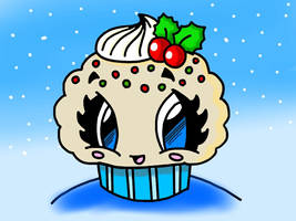 Fun2draw Christmas cupcake w/ holly attempt