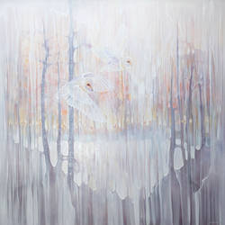 Out Of This World is a white painting with owls