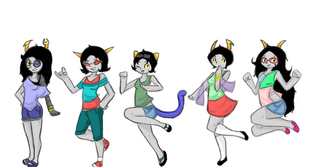 Homestuck Girls in summer attire (minus aradia)