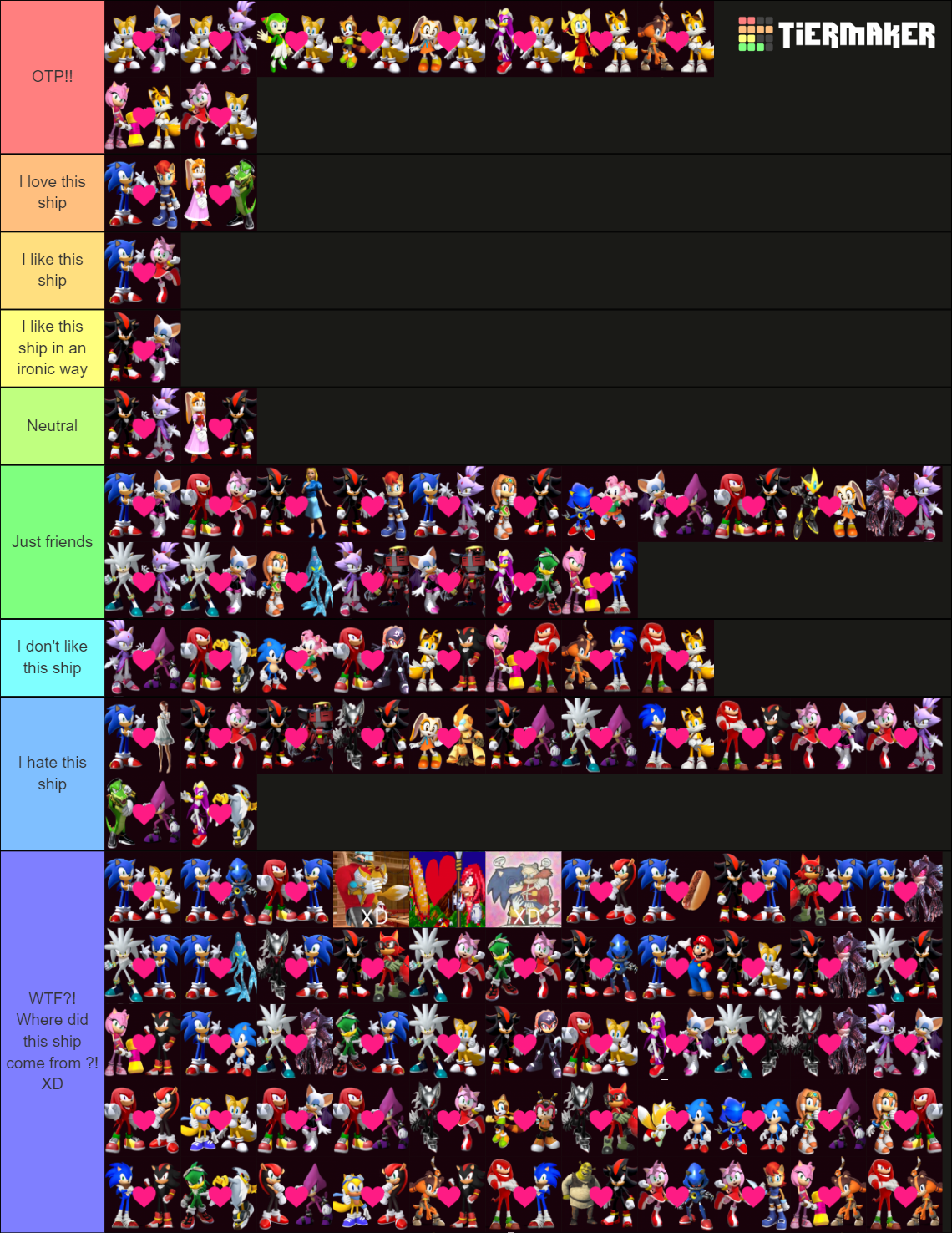 First sonic shipping tier list by wyatt123455 on DeviantArt
