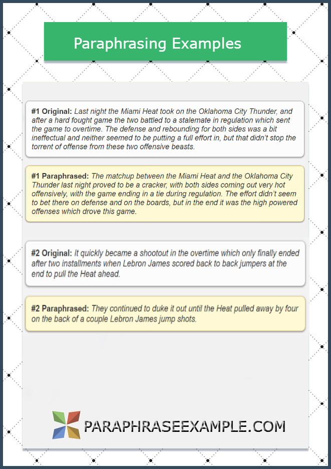 Paraphrasing Examples by paraphraseexample on DeviantArt