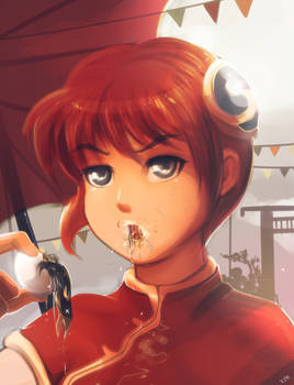 Fanart - Kagura of Gintama eating Balut