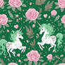 Glitter Green Unicorns, Roses And Flowers