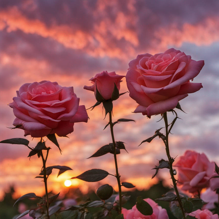 Sunset With Roses Fanatsy Kind Beautiful And Pretty Sunset Sky Roses by GaicaPenny640 on DeviantArt