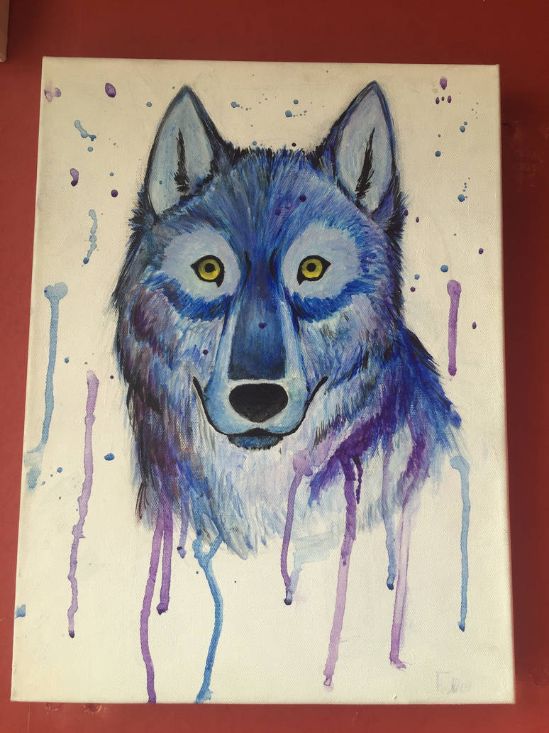 Blue wolf painting by FalconasArt on DeviantArt
