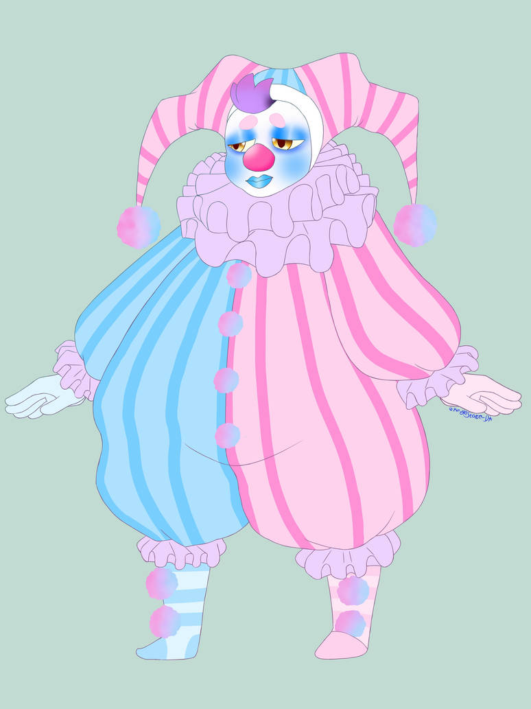 A pink and blue jester by OliverSound on DeviantArt