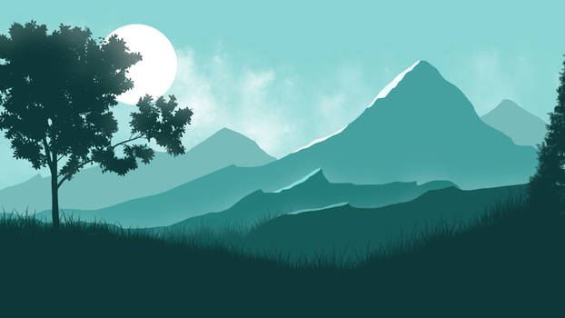 Foggy Mountain Vector Art