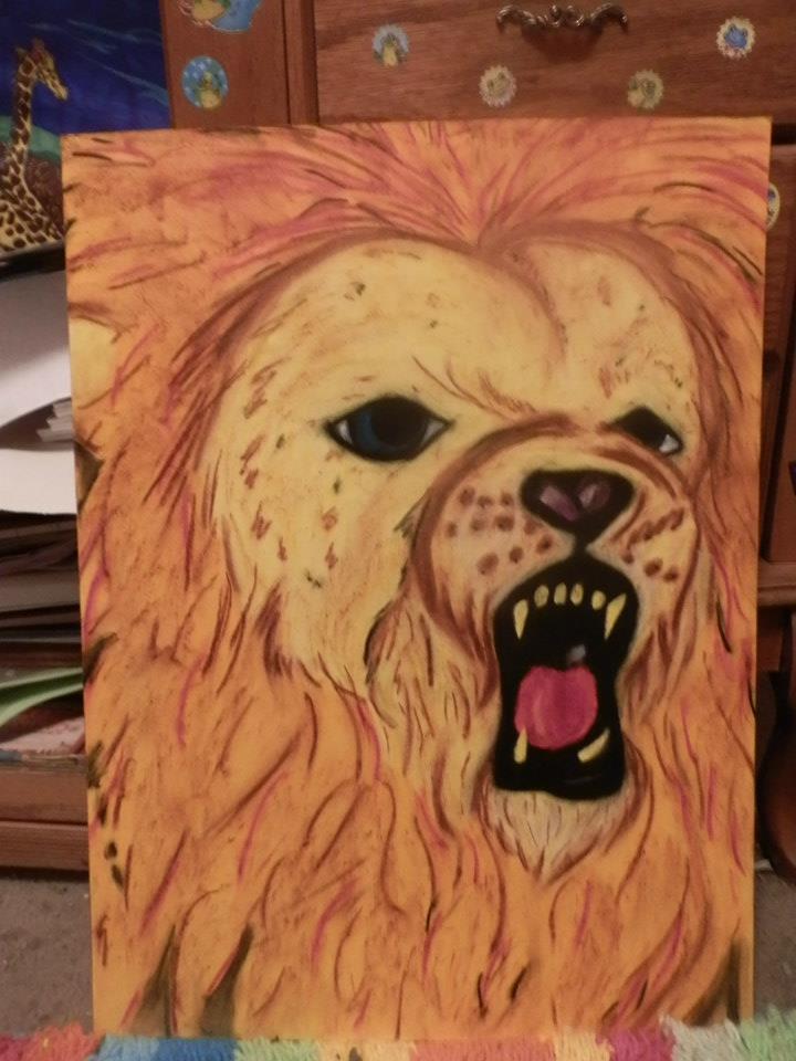 oil pastel lion