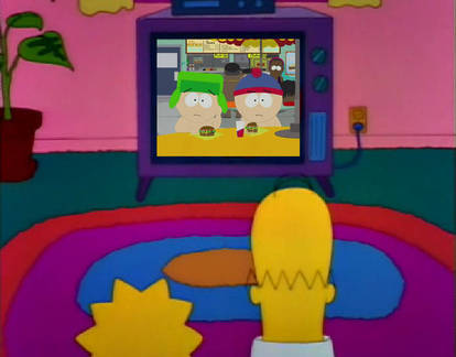 Homer and Lisa Watch South Park