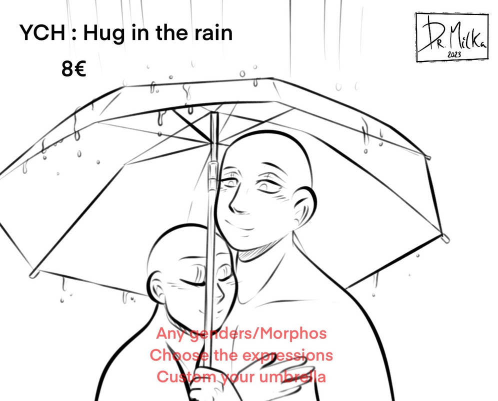 YCH couple set price : Hug in the rain by Mikunasaki on DeviantArt