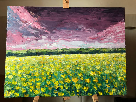 flower field - acrylic painting