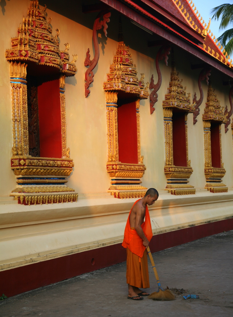 Morning duty in Vientiane