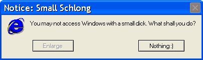 Tiny Schlong Error Message