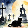DreamUp Creation: Cat Sits In A Cemetery -3-