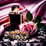 A Perfume Bottle And A Rose And A Bracelet -1-