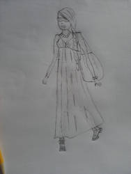 sketch of a girl in sundress