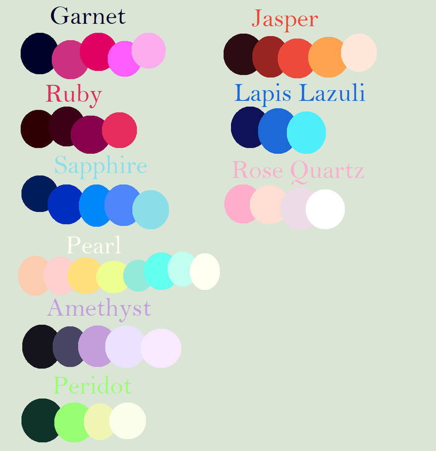 FTU Steven Universe Gem Color Palettes by PikachuYoshiPines164 on ...