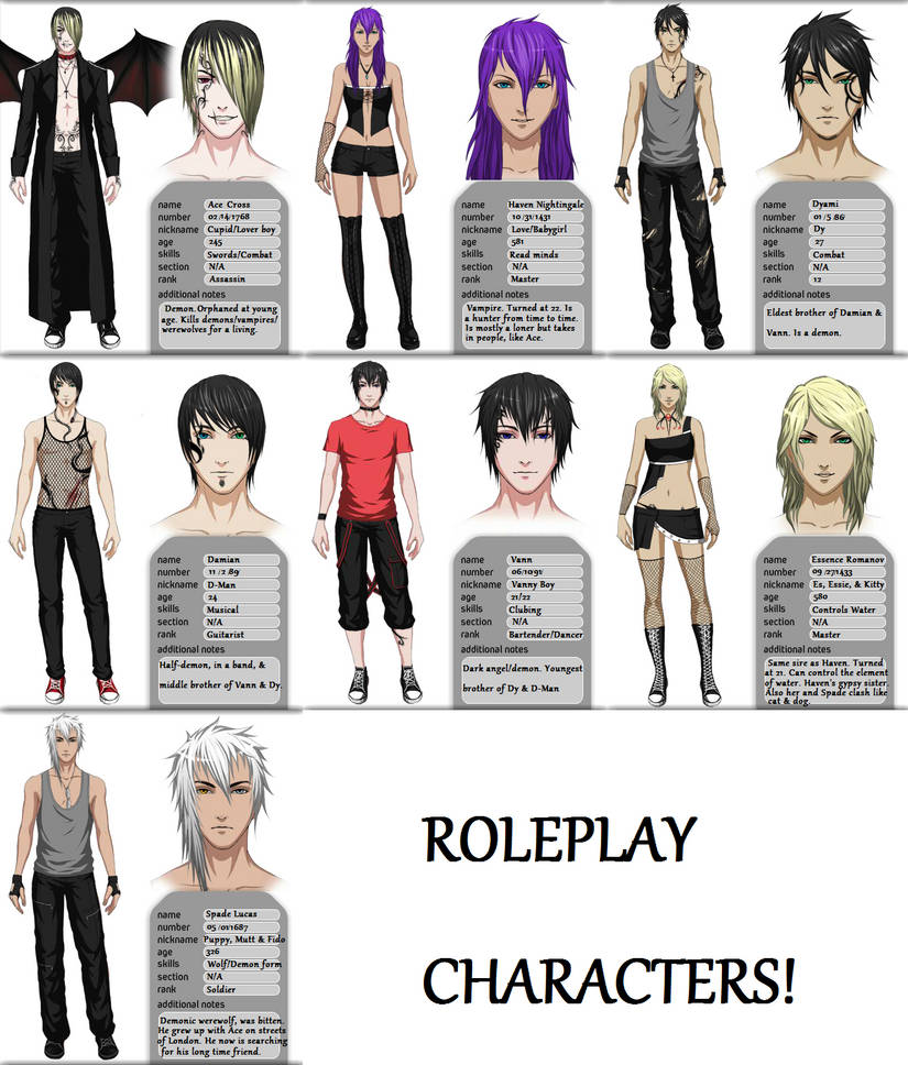 Character Roles For Rps Roleplay Chars by SammichPup on DeviantArt