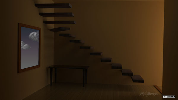 Stairs on wall