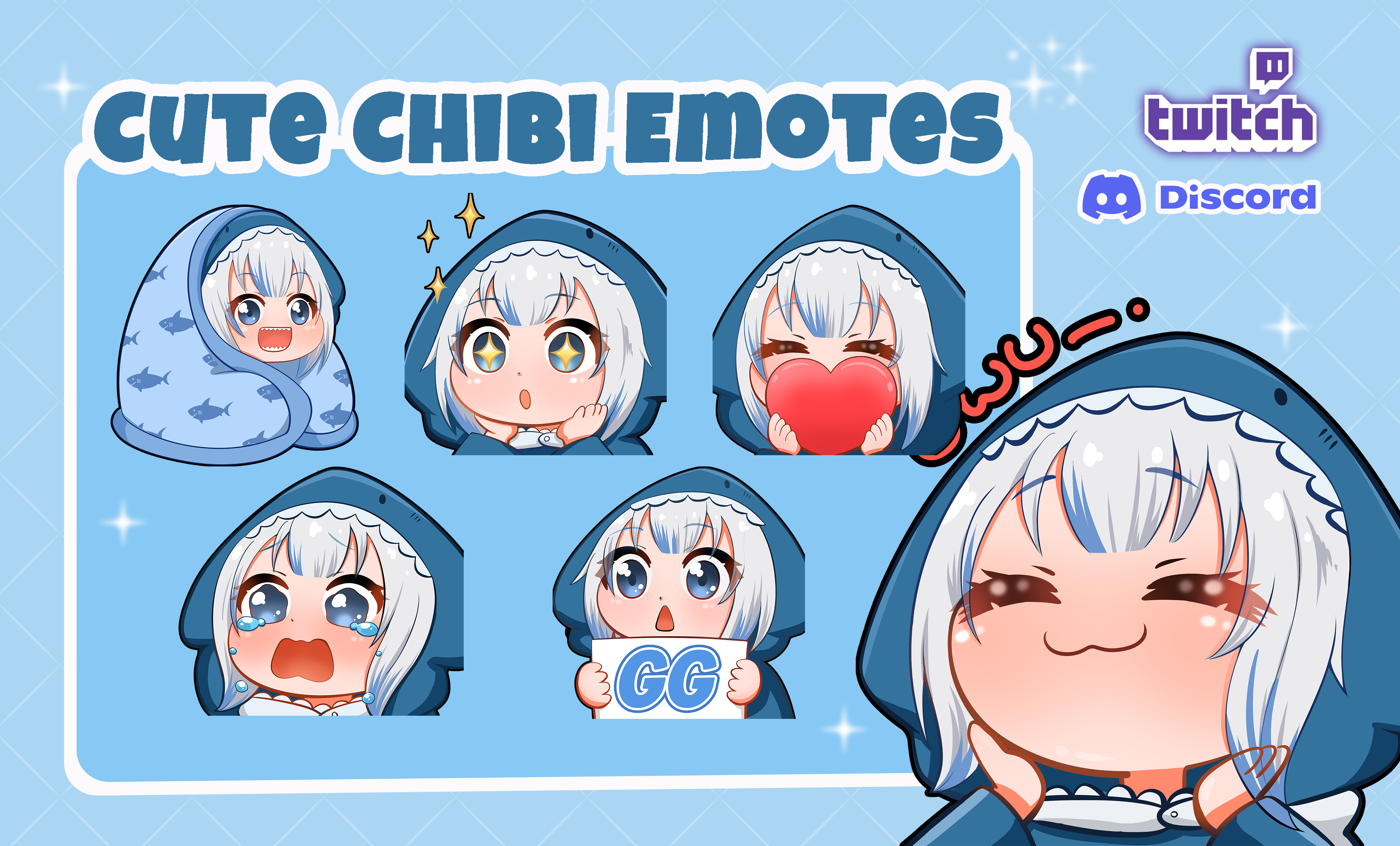 Cute Chibi Twitch discord Emotes for Streamer by priambodoagung on