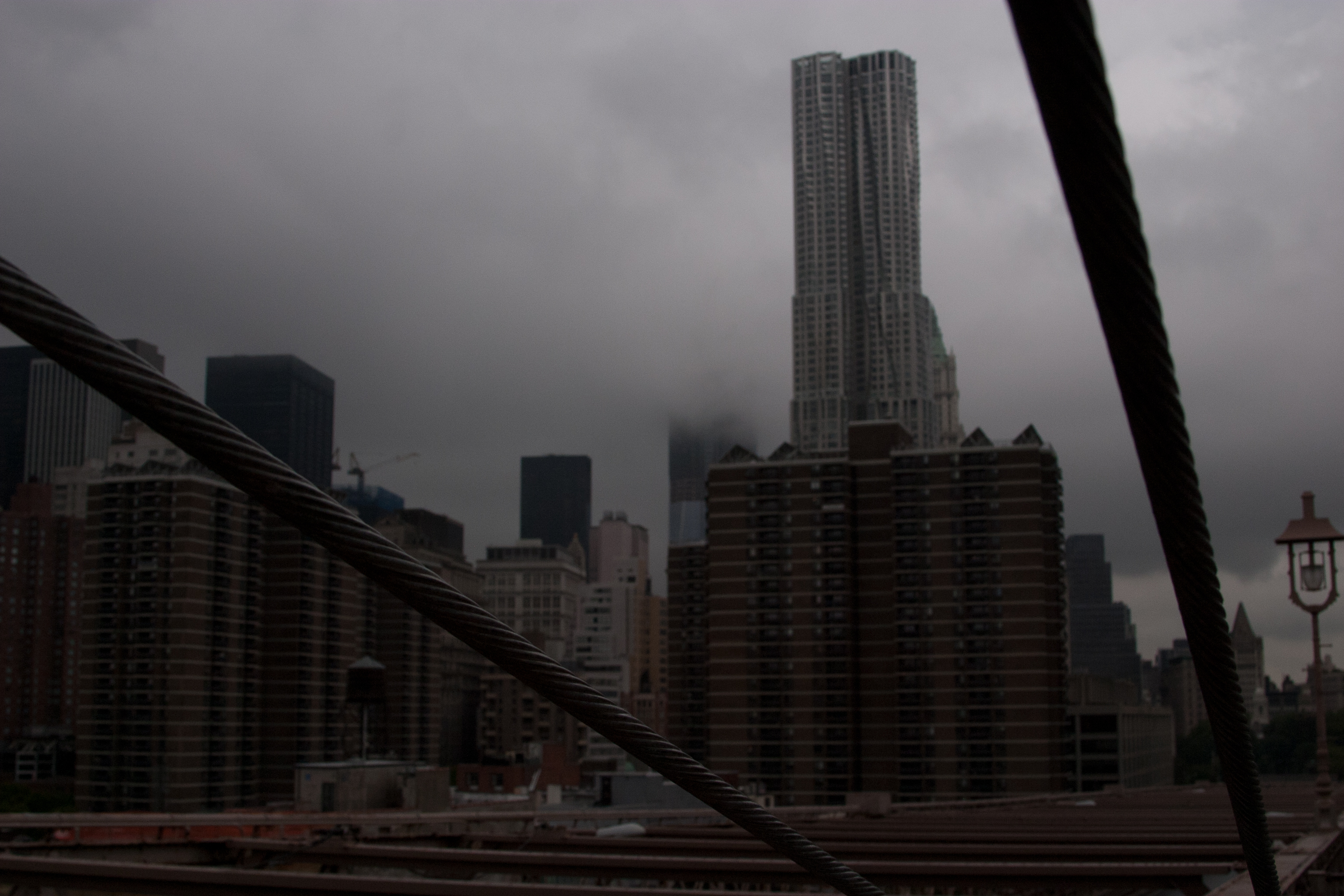 Brooklyn bridge in a storm