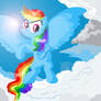 Rainbow Dash flying in the sky