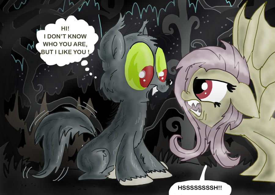 The werewolf pony wants to befriend Flutterbat