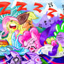 The mane 6( and Spike) hear Jigglypuff's song