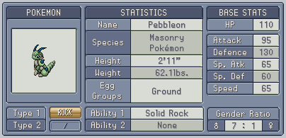 Fakedex Stats: Pebbleon