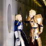 Gilgamesh and Saber, to the wall