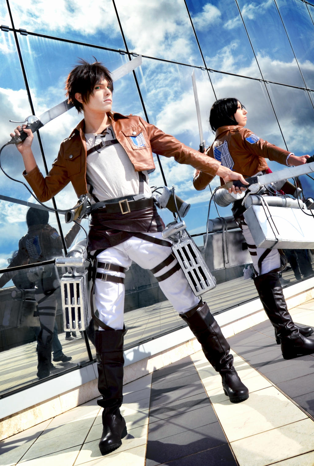 Eren, Mikasa Cosplay: In position