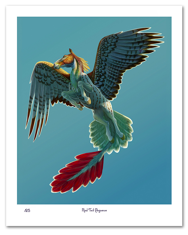 Red Tail Pegasus Print (Limited Edition) by CharReed