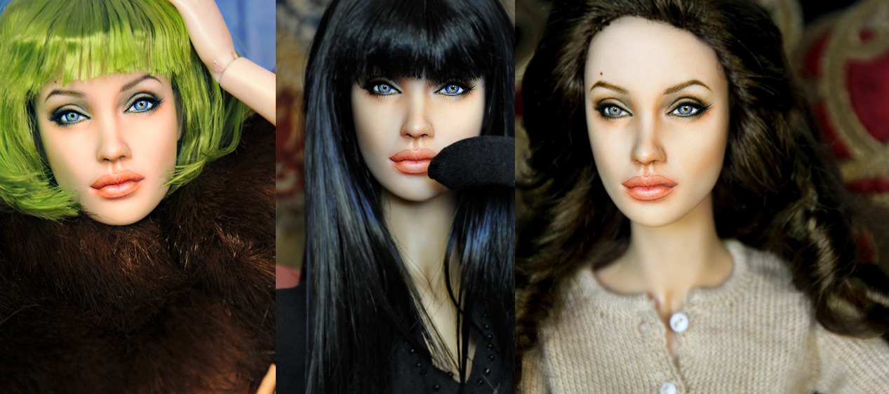 Doll Repaint as Angelina Jolie