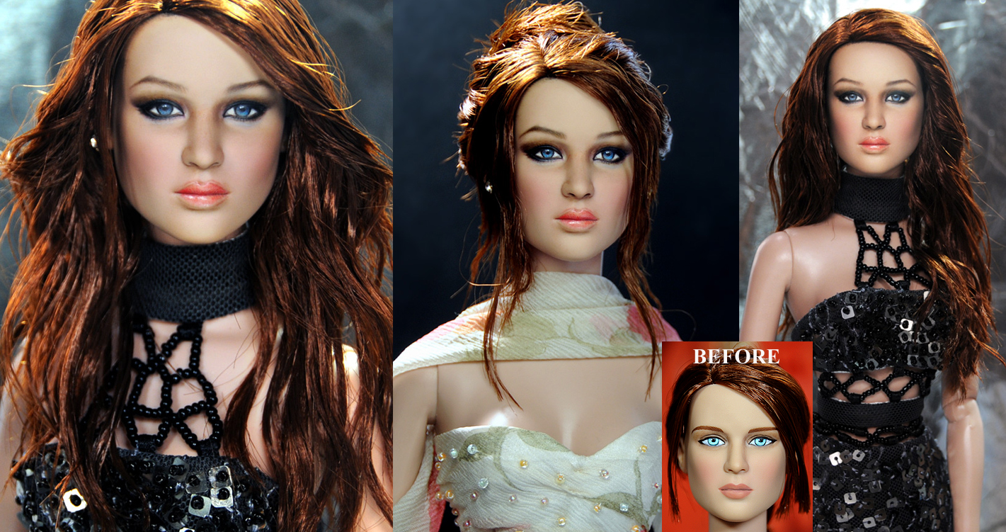 Jennifer Lawrence custom doll art repaint