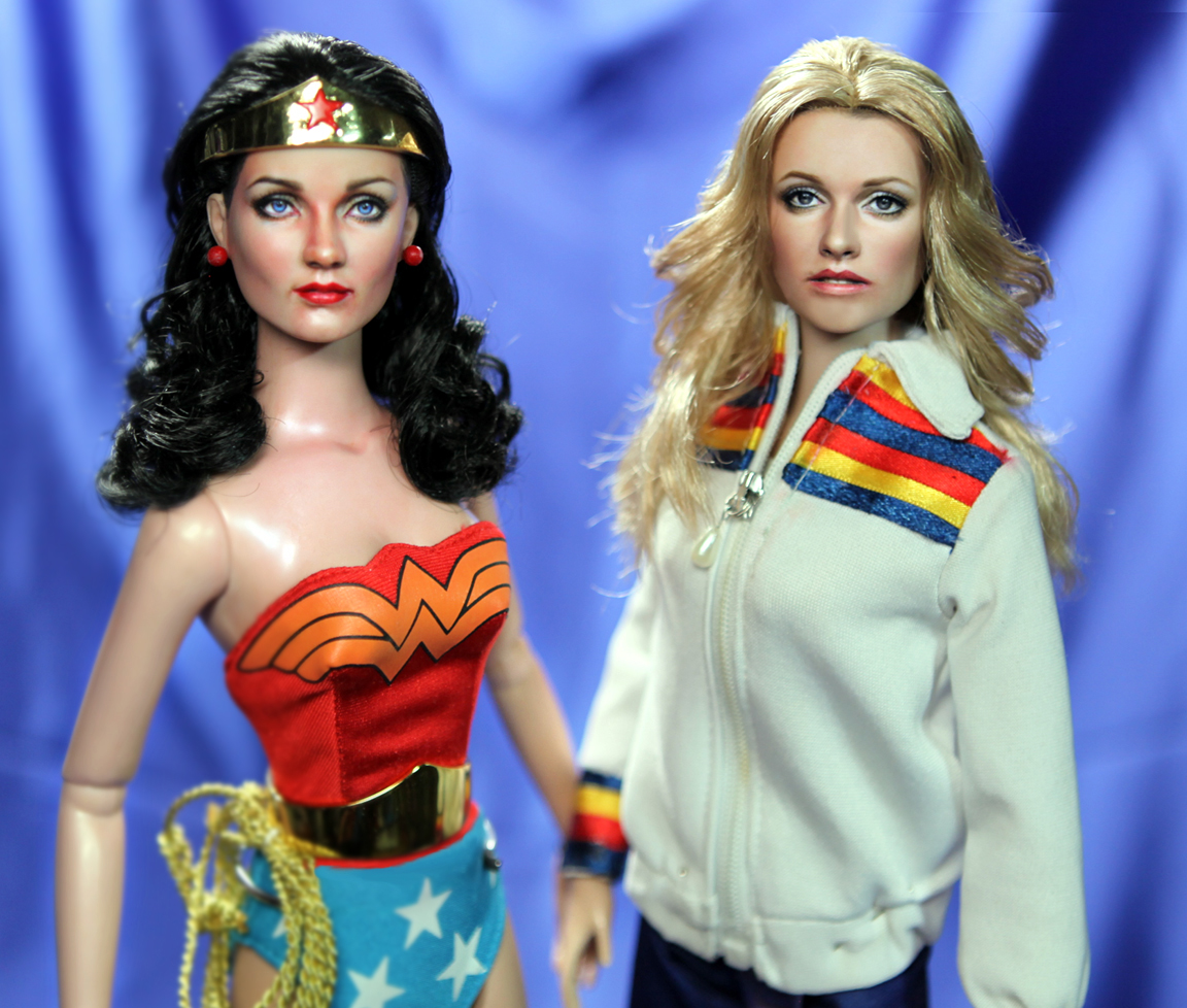 Wonder Woman Lynda Carter meets Bionic Woman doll by noeling on