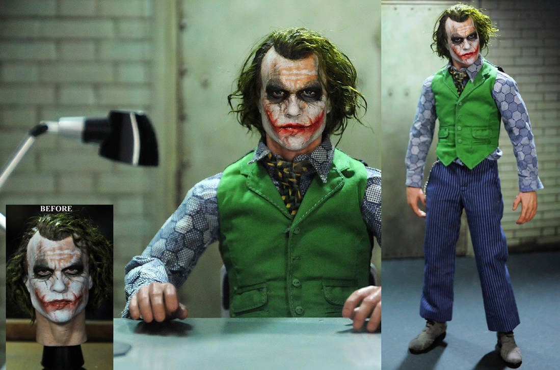 Repaint of 1/6 figure Heath Ledger Joker head by noeling