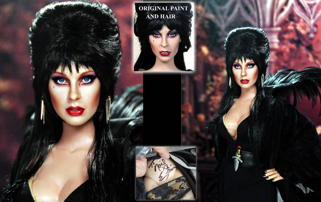 Cassandra Peterson aka Elvira custom doll repaint by noeling