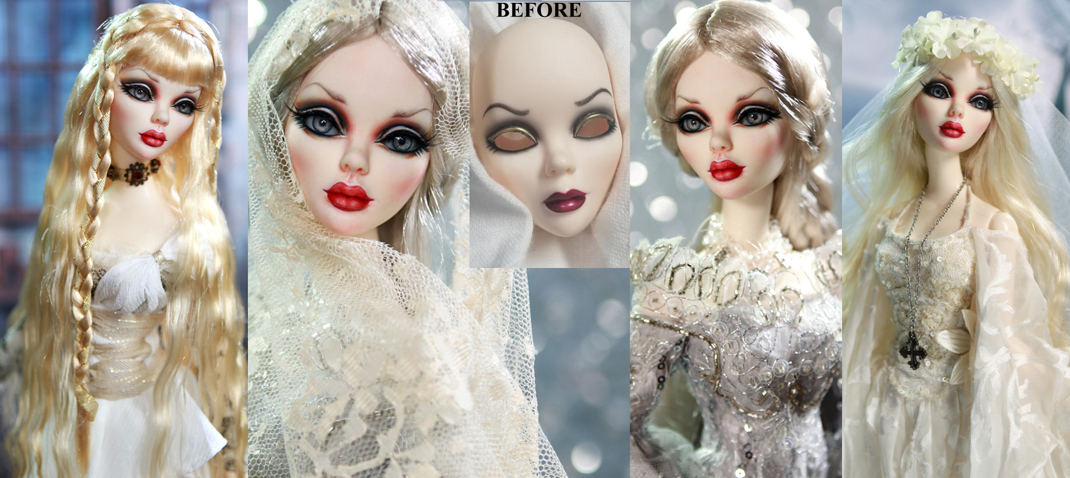 Evangeline Ghastly gothic resin doll repaint by noeling