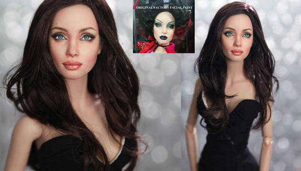 Fashion doll repainted as Angelina Jolie