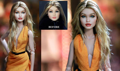 Gigi Hadid custom doll repaint by Noel Cruz