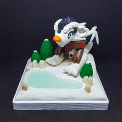 Snowman dragon on wintry scene base