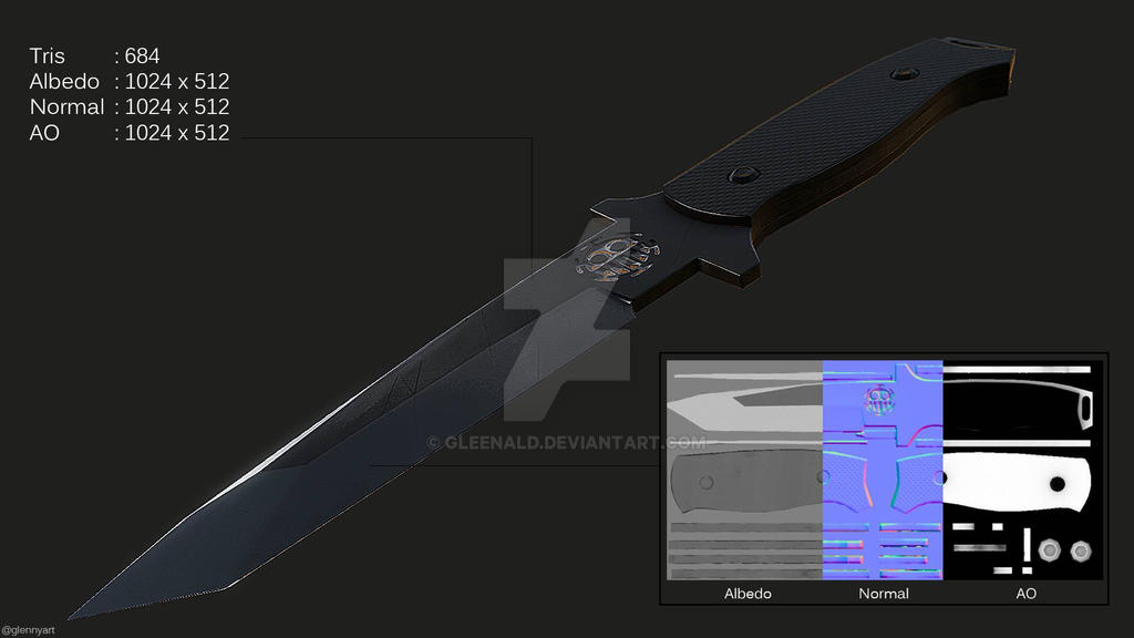 3D game asset - combat knife