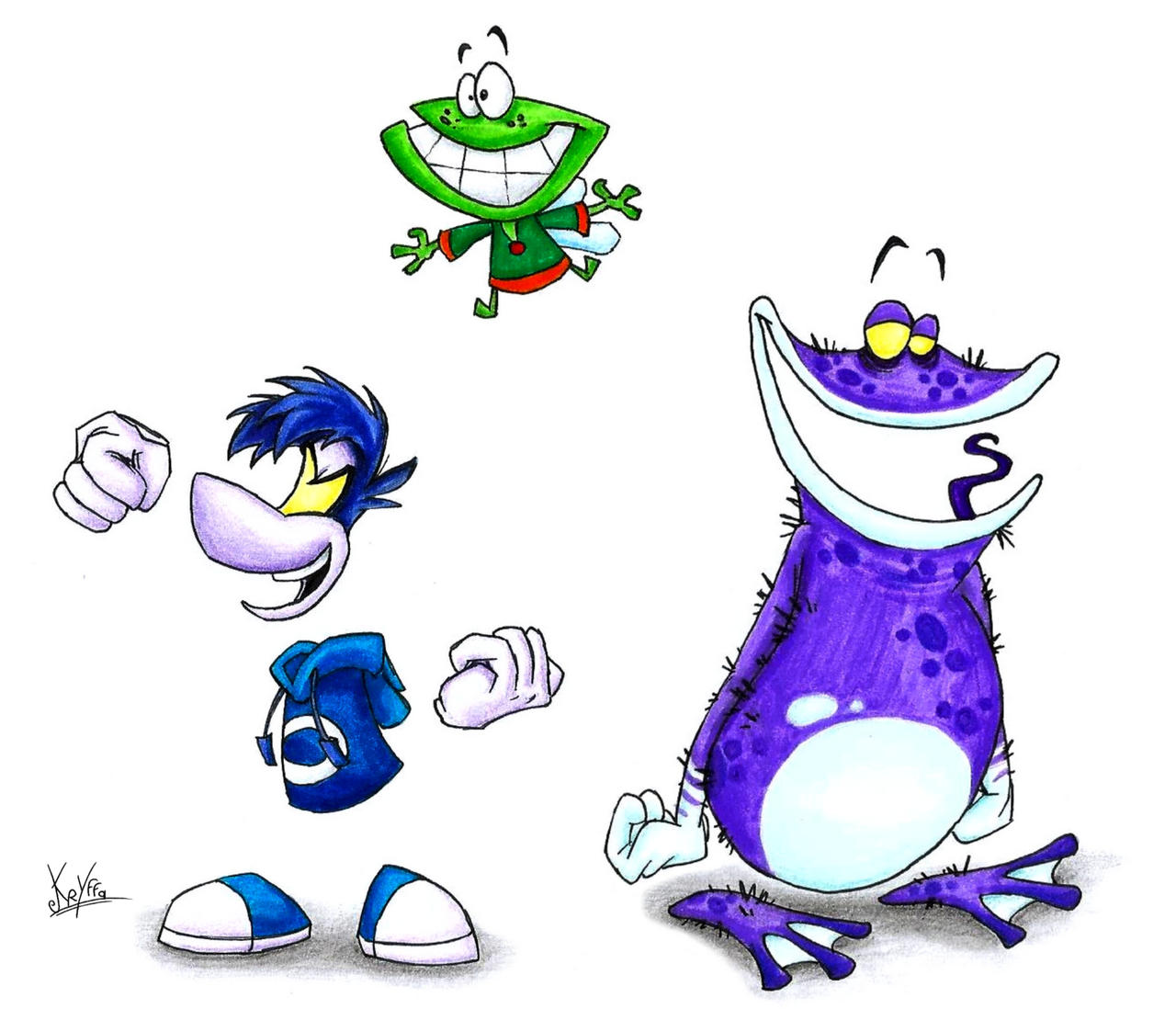 Rayman Origins - 3 characters - drawing by Kryffa on DeviantArt