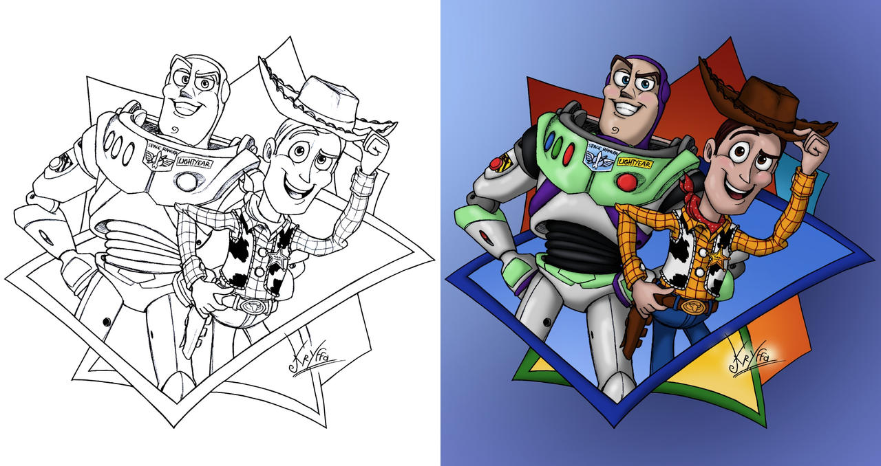 Toy Story Woody and Buzz drawing by Kryffa on DeviantArt