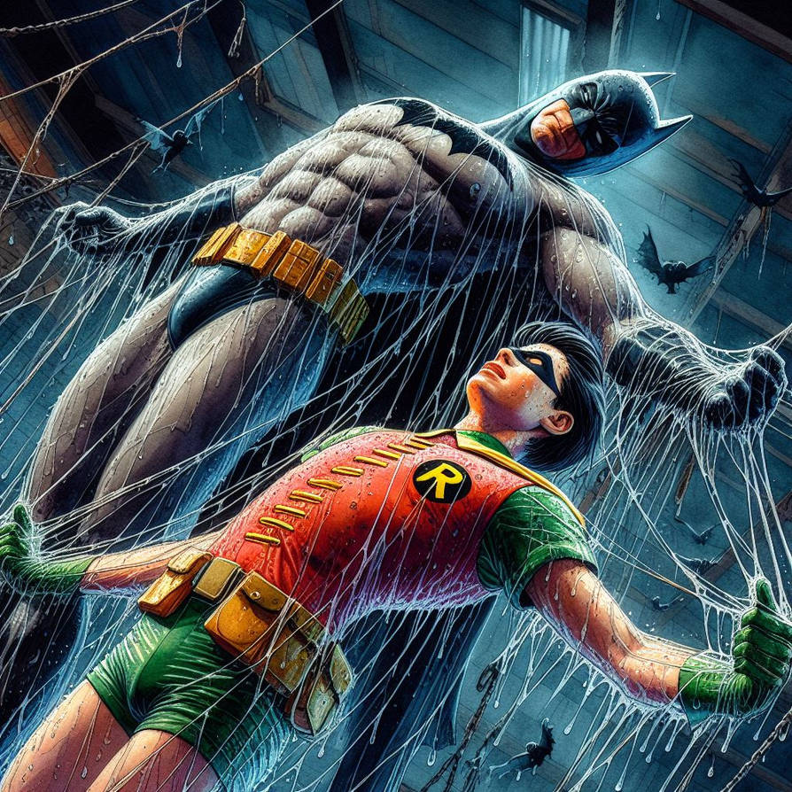 Batman and Robin Caught By The Riddler in a Net 06 by bevelaca on ...